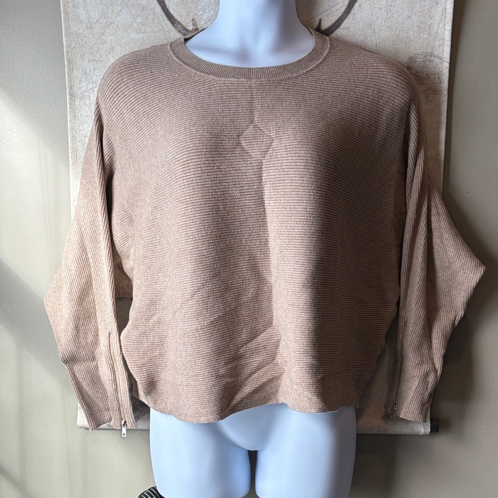 Philosophy women’s Beige Crewneck Sweater with zippers on arms